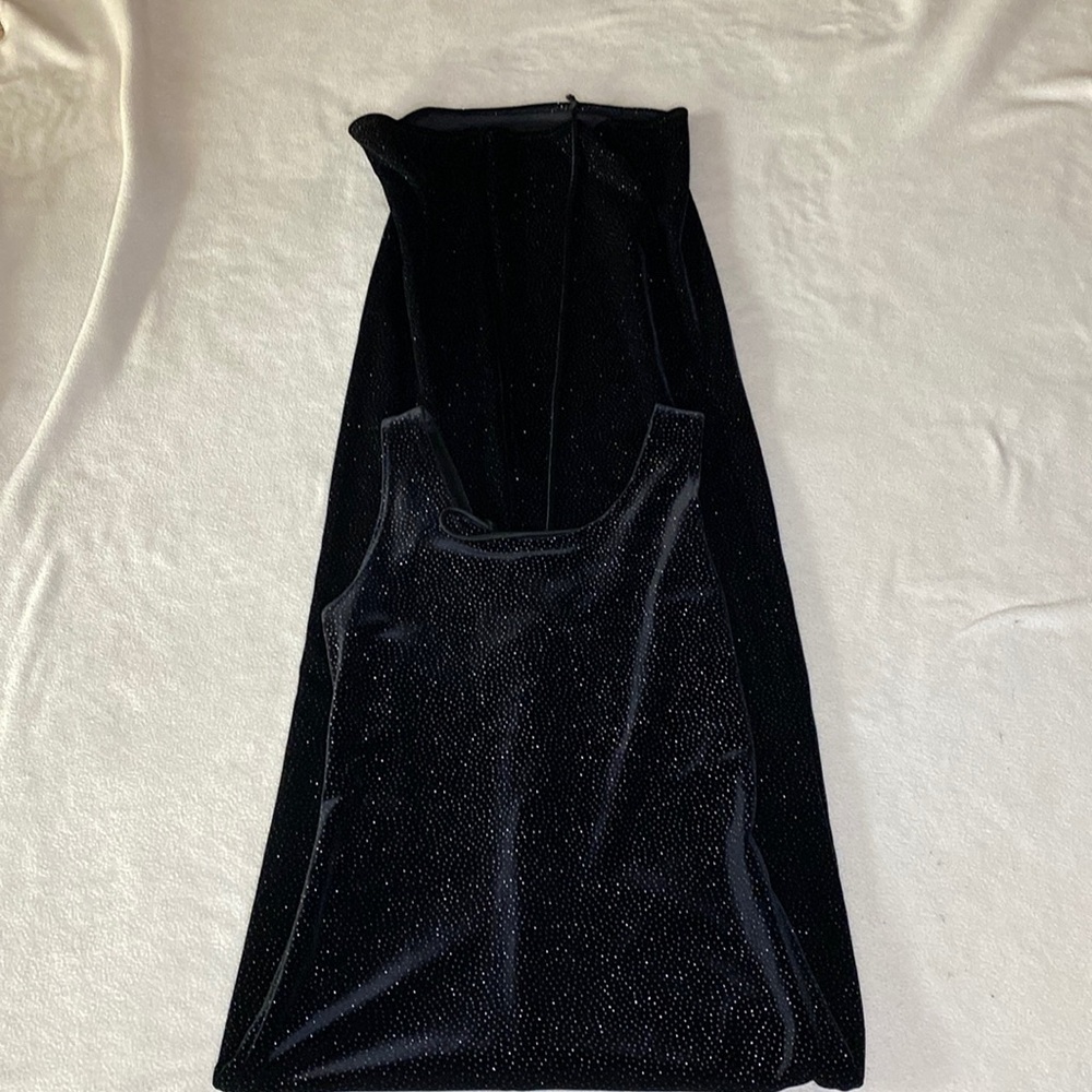 Sparkly floor length crushed velvet corset dress